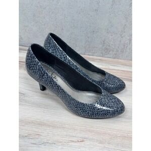 LifeStride Soft System Women Size 7.5 Blue Snakeskin Print Heels Pumps Shoes